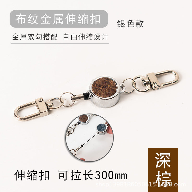Wholesale Badge Reels Metal Cloth Pattern Retractable Keychain